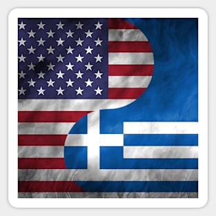 USA Greece Dual Yin Yang Flag Sticker